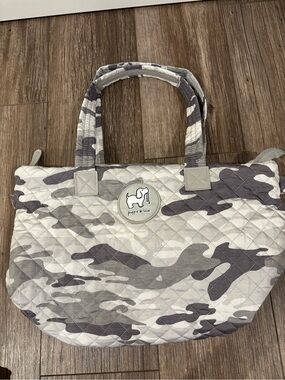 Puppie Love Quilted Grey Camo Tote Bag
